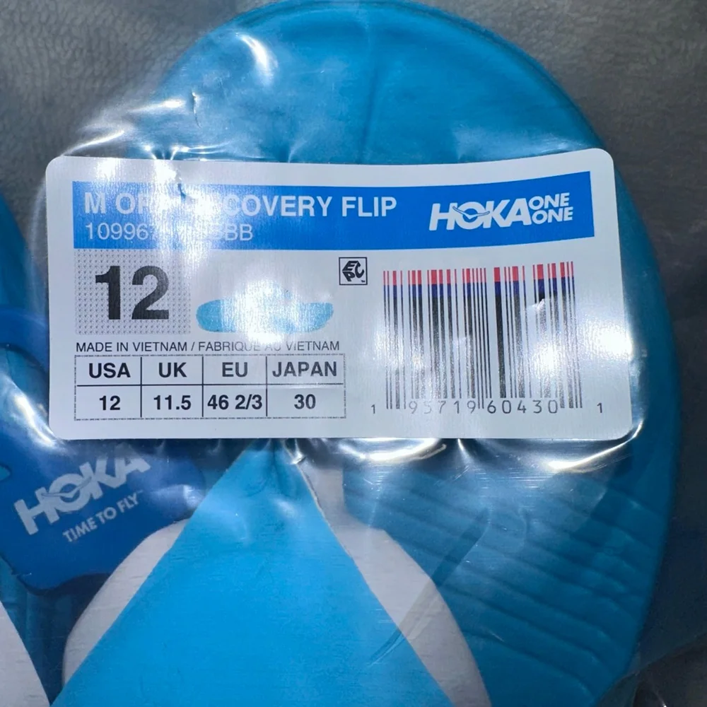 NWT Men’s Size 12 Hoka One Ora Recovery Flip Flop Scuba Blue/Bellwether Blue
